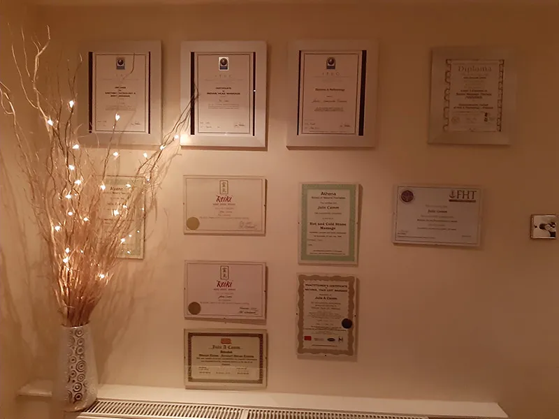 In Good Hands Therapies certificate wall